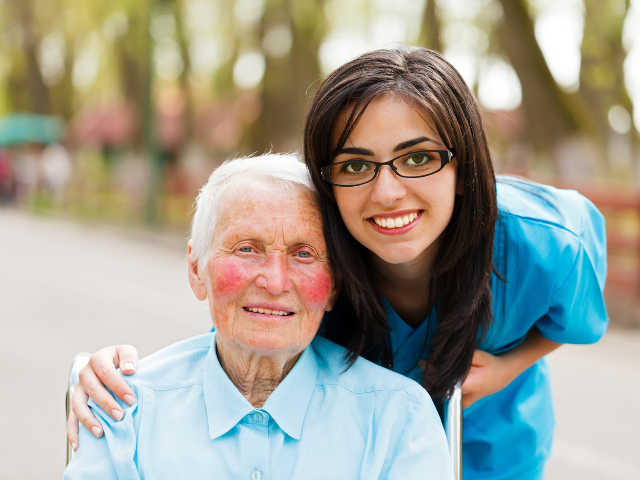 home health care worker and client